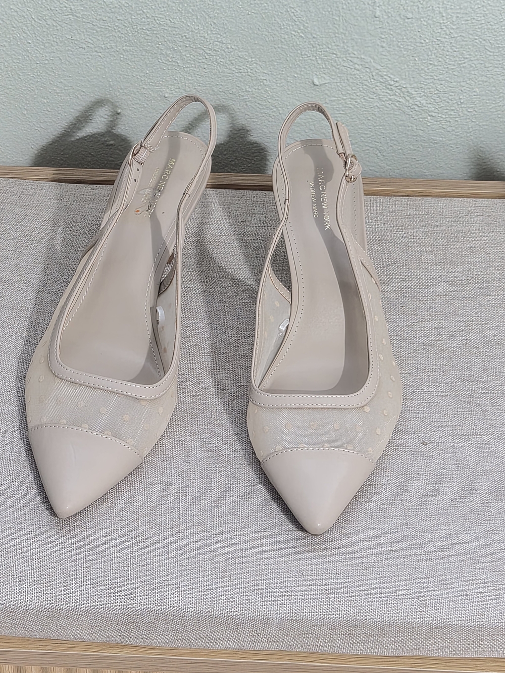 Marc New York Nude Pointed-Toe Slingback Pumps